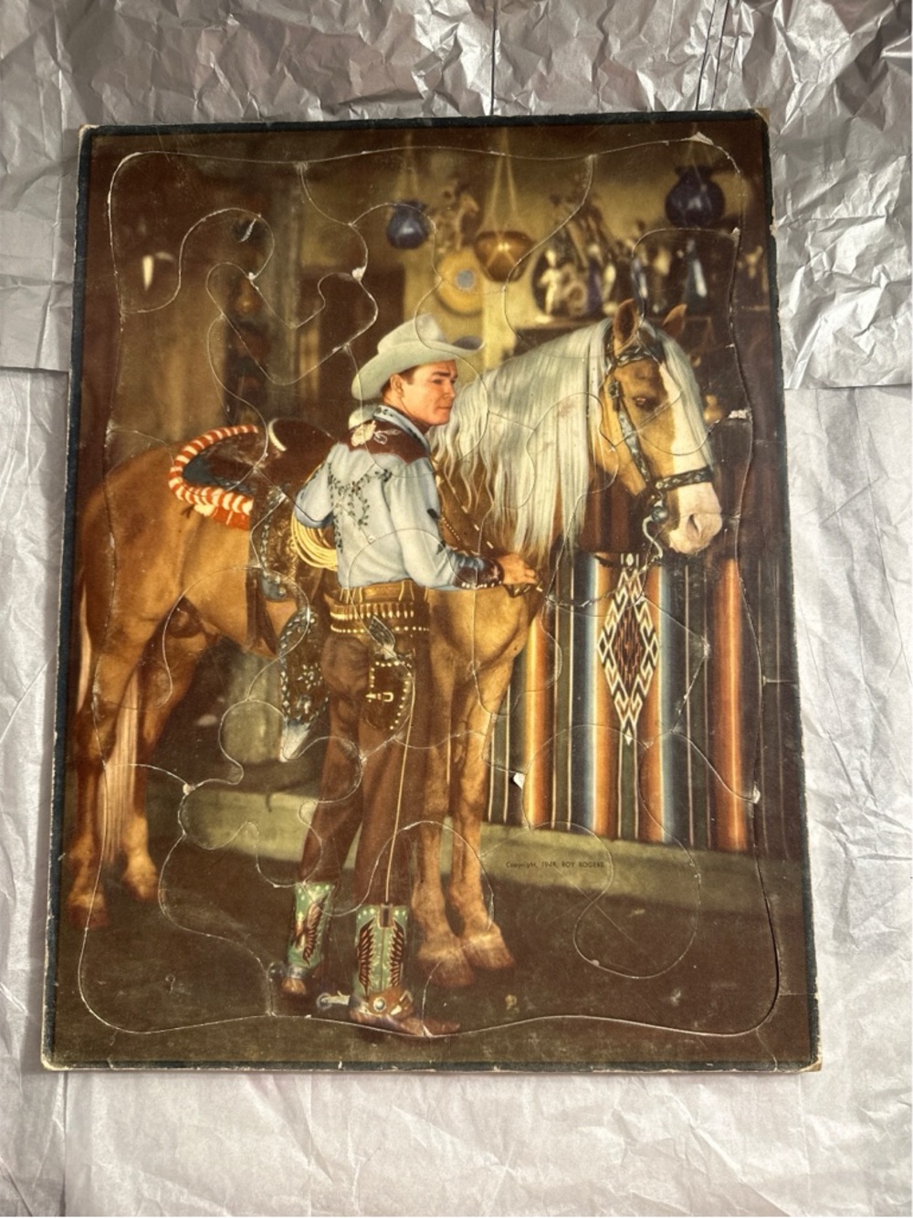 Roy Rogers Vintage 1948 Cowboy & Palomino Horse Puzzle- Great to use as Decor!